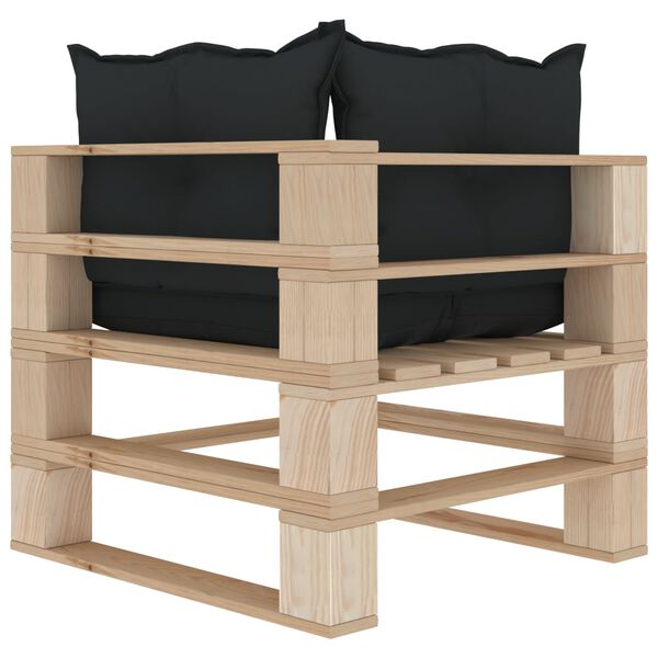 vidaXL Rohov&aacute; z&aacute;hradn&aacute; pohovka z paliet antracitov&eacute; podložky drevo