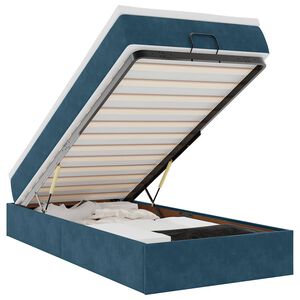 vidaXL Osmansk&yacute; r&aacute;m postele s matracom tmavomodr&aacute; 90x190 cm zamat