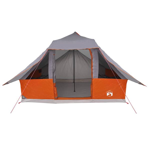vidaXL Tipi stan so strechou Šedá a oranžová 364 x 281 x 257 cm taft