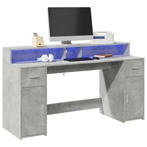 vidaXL St&ocirc;l s LED svetlami bet&oacute;novo siv&yacute; 160x55x91 cm kompozitn&eacute; drevo