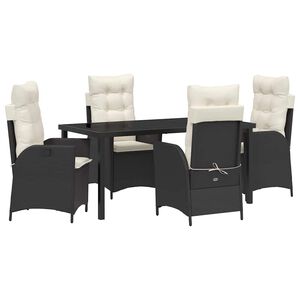 vidaXL Z&aacute;hradn&yacute; jed&aacute;lensk&yacute; set s vank&uacute;&scaron;om 5 pcs Čierna polyratan