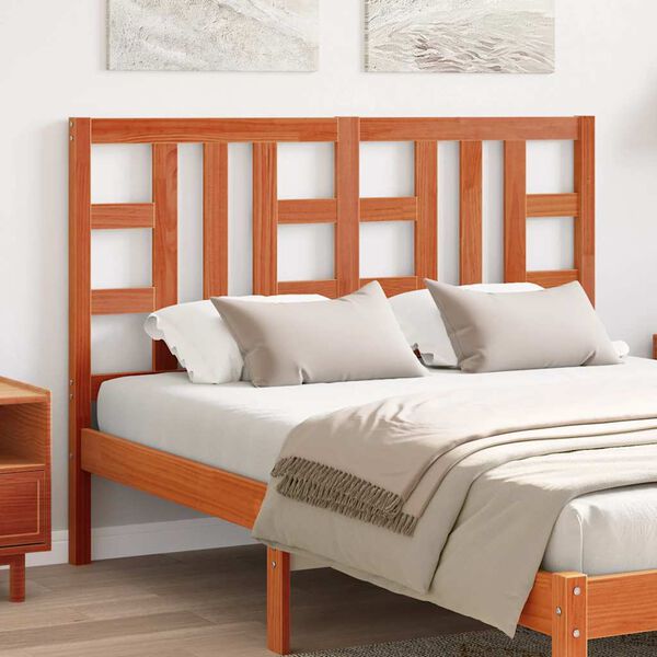 vidaXL Čelo postele voskov&eacute; hned&eacute; 135 cm mas&iacute;vna borovica