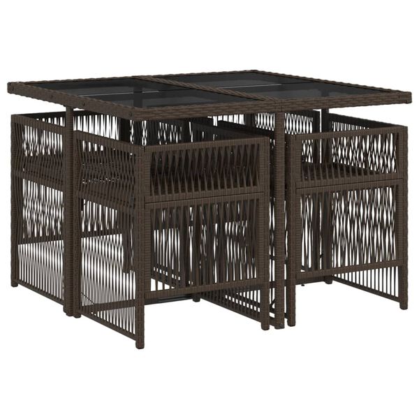 vidaXL 5-dielna z&aacute;hradn&aacute; jed&aacute;lensk&aacute; s&uacute;prava s vank&uacute;&scaron;mi hned&aacute; polyratan