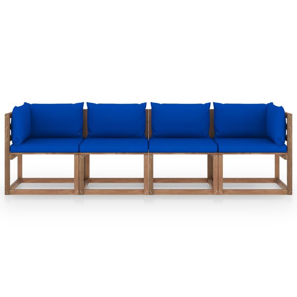 vidaXL 4-miestna paletov&aacute; pohovka s podložkami, impregnovan&aacute; borovica