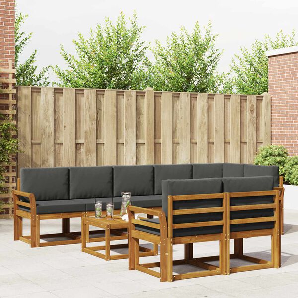 vidaXL Z&aacute;hradn&aacute; s&uacute;prava gaučov s vank&uacute;&scaron;om 9 pcs Pr&iacute;rodn&aacute; a antracitov&aacute;