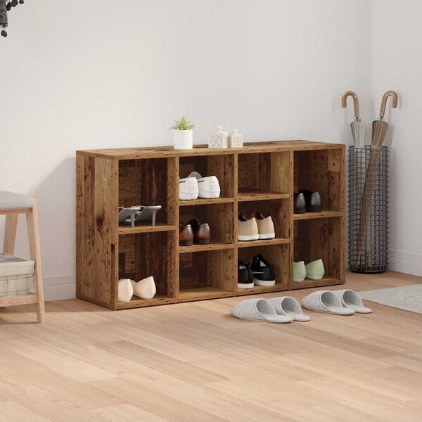 vidaXL Lavička na topánky s poličkou Staré drevo 103 x 30 x 54,5 cm