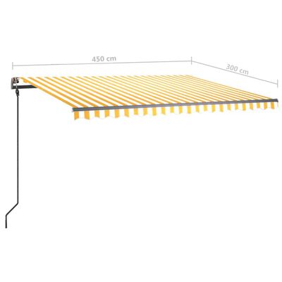 vidaXL Automatická markíza, LED a senzor vetra 4,5x3 m, žltá/biela