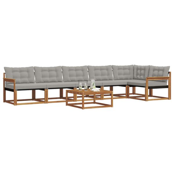 vidaXL Z&aacute;hradn&aacute; s&uacute;prava gaučov s vank&uacute;&scaron;om 7 pcs Pr&iacute;rodn&aacute; a svetlosiv&aacute;