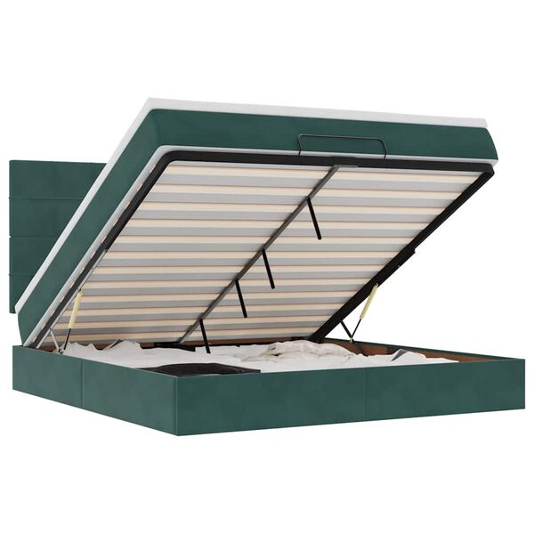 vidaXL Osmansk&yacute; r&aacute;m postele s matracom tmavozelen&aacute; 180x200 cm zamat