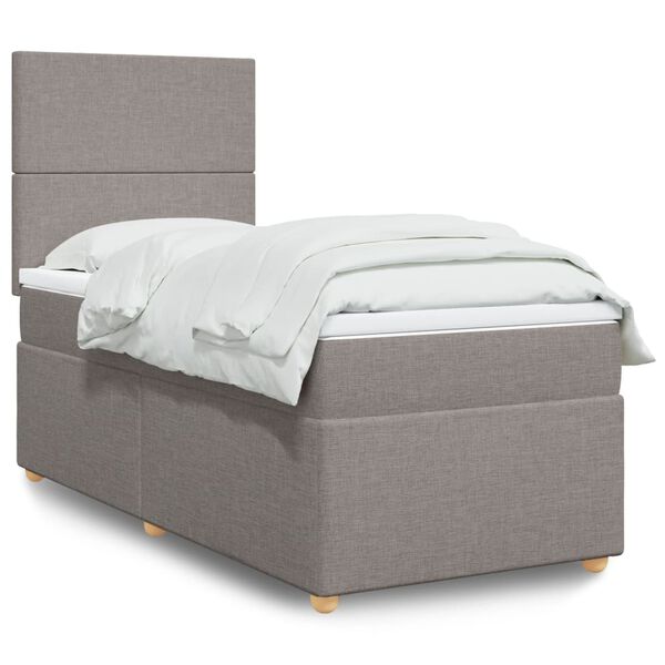 vidaXL Posteľn&yacute; r&aacute;m boxspring s matracom sivohned&yacute; 90x190 cm l&aacute;tka
