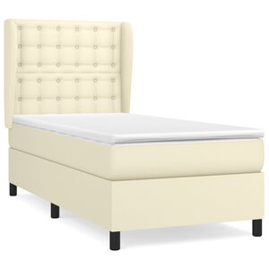 vidaXL Boxspring posteľ s matracom kr&eacute;mov&aacute; 90x200 cm umel&aacute; koža