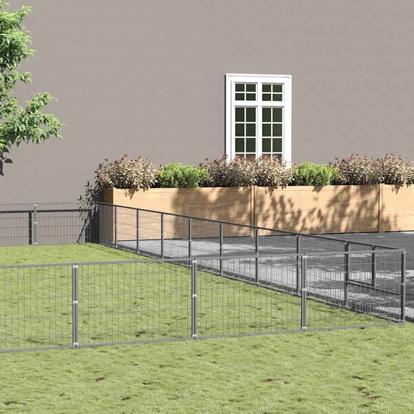 vidaXL Koterec pre psov strieborn&yacute; 90 m&sup2; oceľ