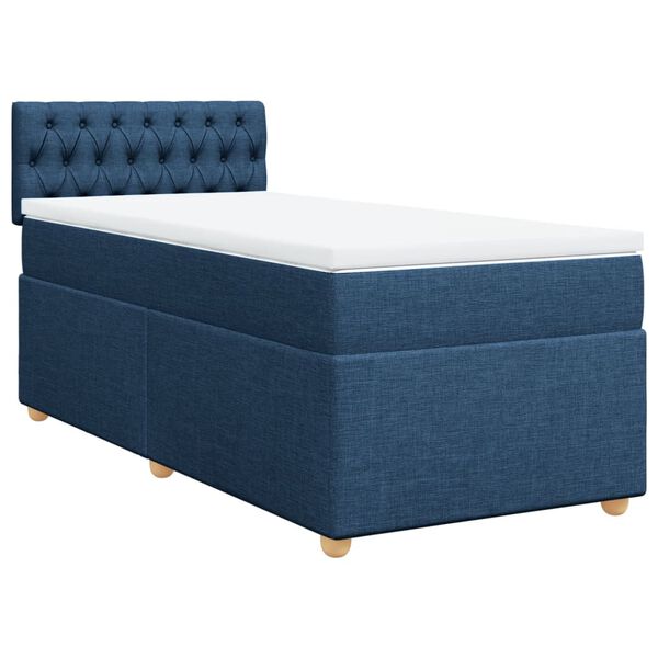 vidaXL Posteľn&yacute; r&aacute;m boxspring s matracom modr&yacute; 90x190 cm l&aacute;tka
