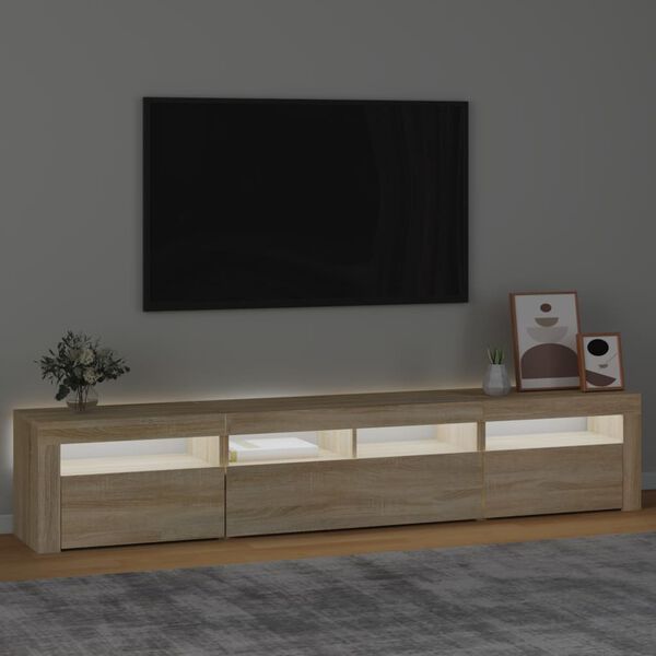 vidaXL TV skrinka s LED svetlami dub sonoma 210 x 35 x 40 cm