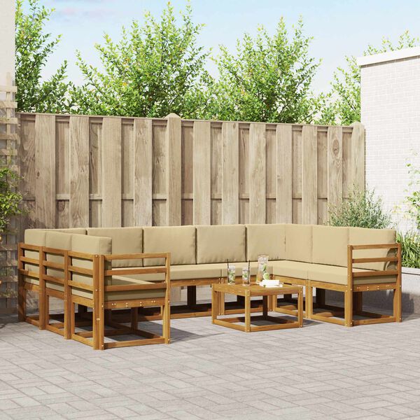 vidaXL Z&aacute;hradn&aacute; s&uacute;prava gaučov s vank&uacute;&scaron;om 10 pcs Pr&iacute;rodn&aacute; a b&eacute;žov&aacute;