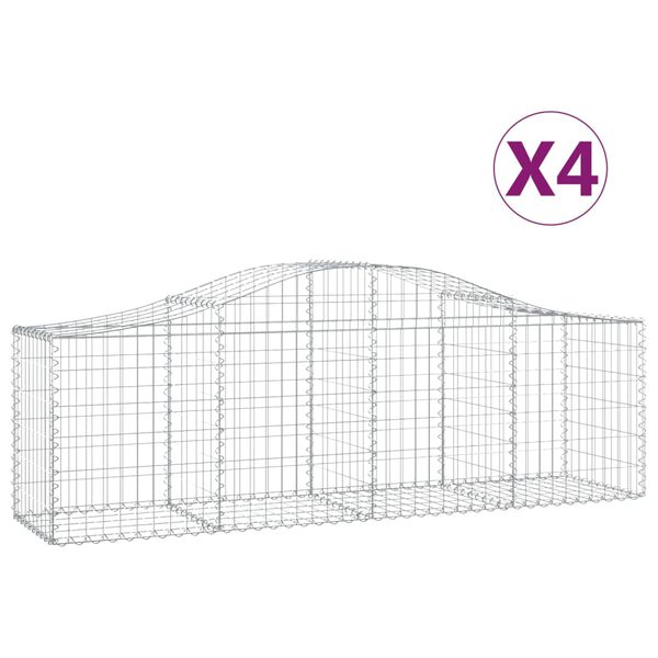 vidaXL Oblúkový gabionový kôš 4 ks 200x50x60/80 cm pozinkované železo