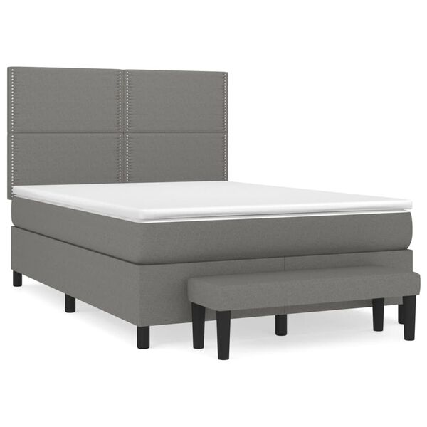 vidaXL Boxspring posteľ s matracom tmavosiv&aacute; 140x200 cm l&aacute;tka