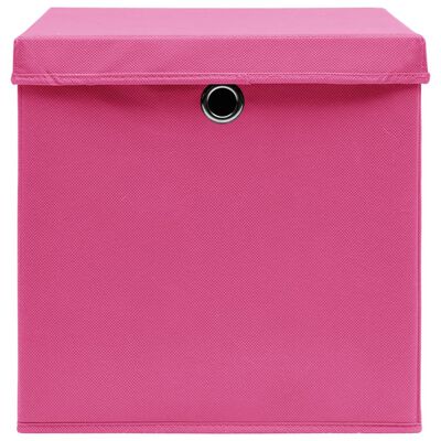 vidaXL Úložné boxy s vekom 10 ks, 28x28x28 cm, ružové