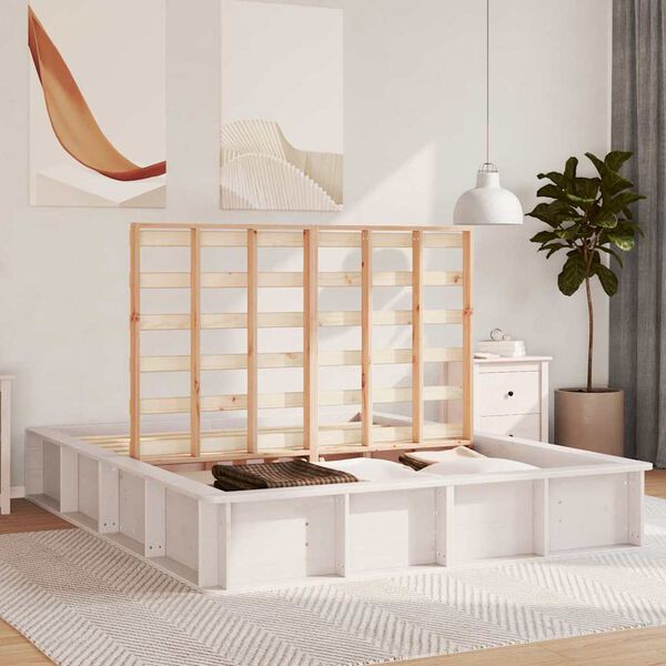 vidaXL Rám postele Biela 160 x 200 cm Masívne borovicové drevo