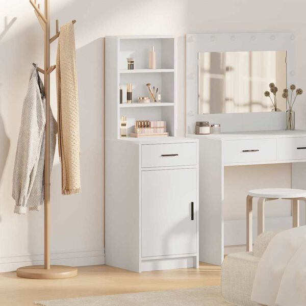 vidaXL Highboard so z&aacute;suvkou Biela 40 x 40,5 x 135 cm Kompozitn&eacute; drevo