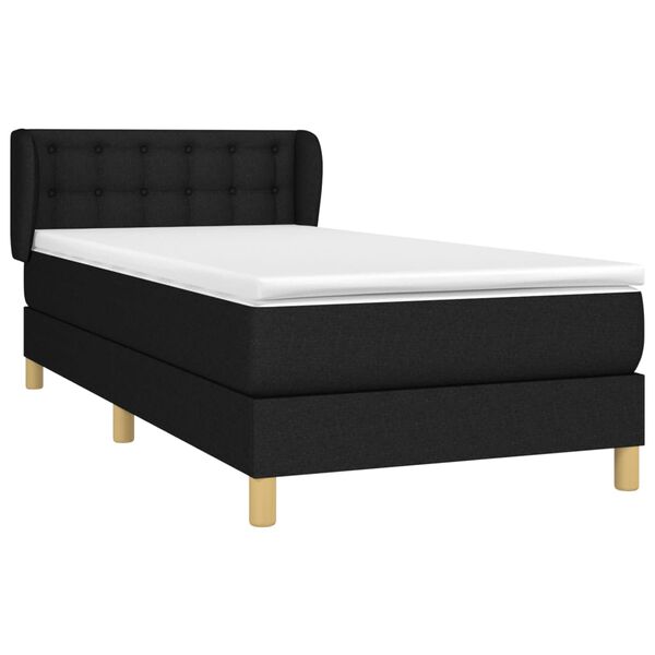 vidaXL Posteľn&yacute; r&aacute;m boxspring s matracom čierny 90x190 cm l&aacute;tka