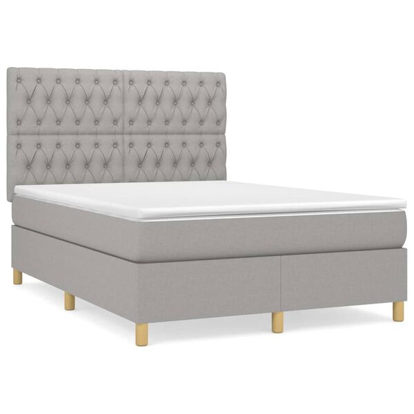 vidaXL Boxspring posteľ s matracom bledosiv&aacute; 140x200 cm l&aacute;tka