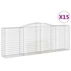 vidaXL Obl&uacute;kov&eacute; gabionov&eacute; ko&scaron;e 15 ks 400x50x140/160 cm pozink. železo