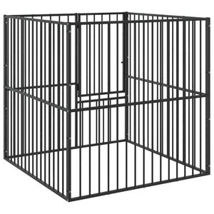 vidaXL Ohr&aacute;dka pre psov 4 panely čierna pozinkovan&aacute; oceľ
