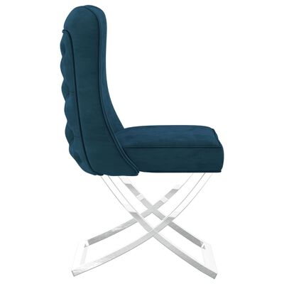 vidaXL Jedálenská stolička modrá 53x52x98 cm zamat a nehrdzavejúca oceľ
