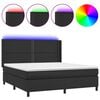 vidaXL Boxspring posteľ s matracom a LED čierna 180x200 cm umel&aacute; koža