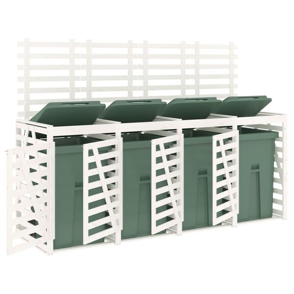 vidaXL Úložný box na štyri odpadkové koše biely masívna borovica