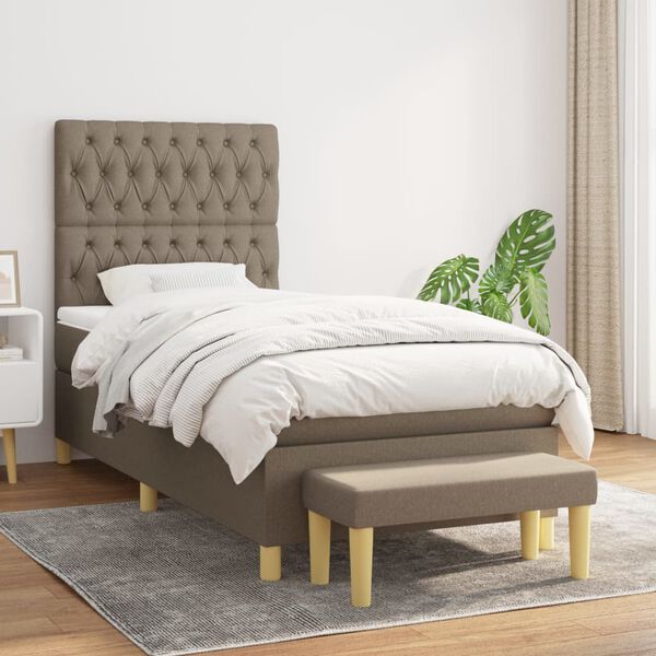vidaXL Boxspring posteľ s matracom sivohned&yacute; 100x200 cm l&aacute;tka