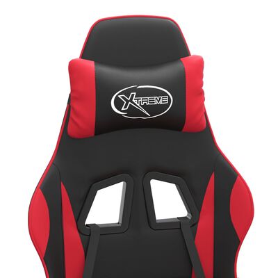 vidaXL Otočná herná stolička s podnožkou čierna a červená umelá koža