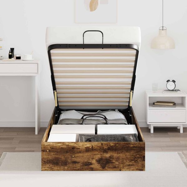 vidaXL Otomanov&yacute; posteľn&yacute; r&aacute;m s &uacute;ložiskom Dymov&aacute; dub 193 x 120 x 25 cm