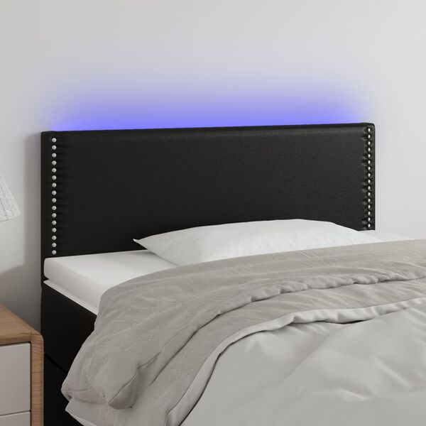 vidaXL Čelo postele s LED čierne 80x5x78/88 cm umel&aacute; koža