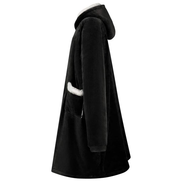 vidaXL Mikina s kapucňou Čierna L Fleece a flanel