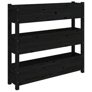 vidaXL Kvetin&aacute;č čierny 112x25x104,5 cm borovicov&yacute; mas&iacute;v