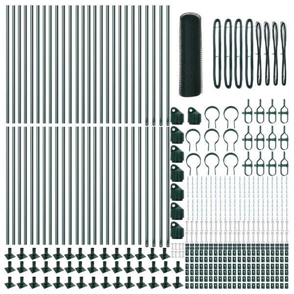 vidaXL Stĺp na plot. Zelená 100 x 0,4 m (25 mm sieť) Ocel a PVC