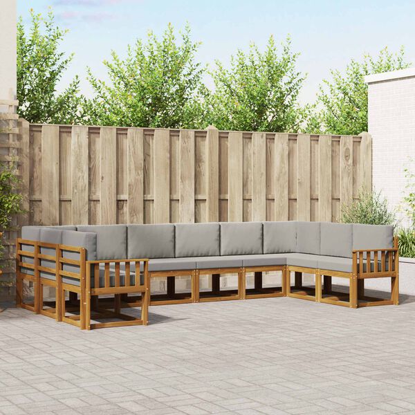 vidaXL Z&aacute;hradn&aacute; s&uacute;prava gaučov s vank&uacute;&scaron;om 10 pcs Pr&iacute;rodn&aacute; a svetlosiv&aacute;