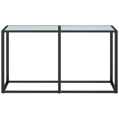 vidaXL Konzolový stolík biely mramor 140x35x75,5 cm tvrdené sklo