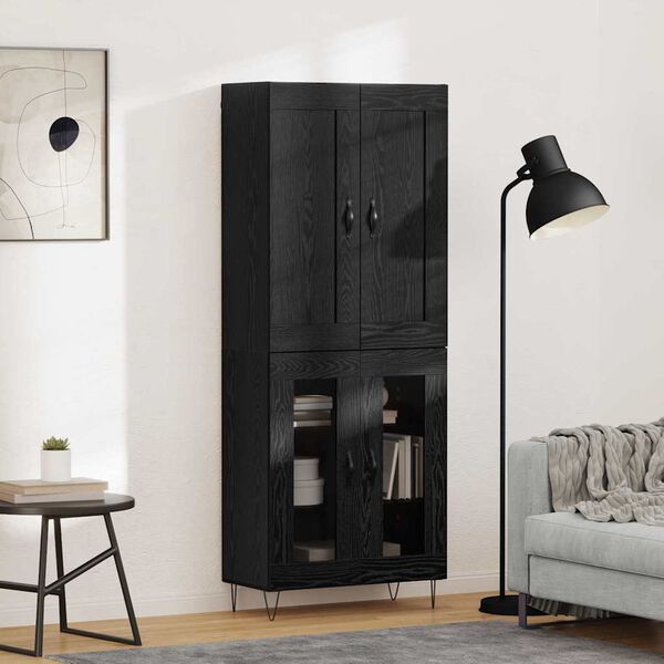 vidaXL Highboard Čierny dub 69,5 x 34 x 180 cm Kompozitn&eacute; drevo