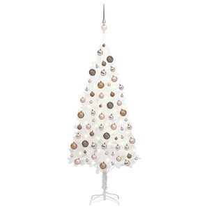 vidaXL Osvetlen&yacute; umel&yacute; vianočn&yacute; stromček s guľami, biely 120 cm