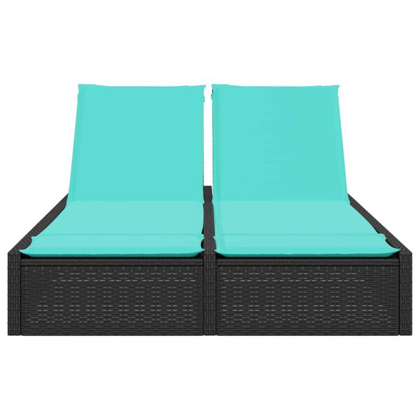 vidaXL Dvojit&eacute; ležadlo s vank&uacute;&scaron;mi, čierne, polyratan