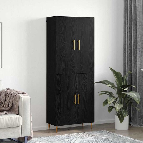vidaXL Highboard Čierny dub 69,5 x 34 x 180 cm Kompozitn&eacute; drevo