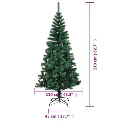 vidaXL Umelý vianočný stromček s farebnými vetvičkami zelený 210cm PVC
