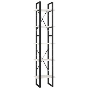 vidaXL Knižnica s 5 policami biela 40x30x175 cm borovicov&eacute; drevo