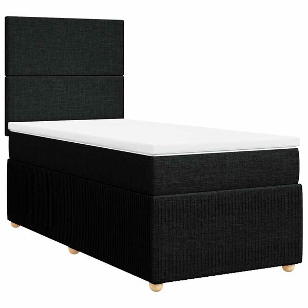 vidaXL Posteľn&yacute; r&aacute;m boxspring s matracom čierny 90x190 cm l&aacute;tka