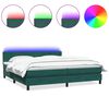 vidaXL Posteľn&yacute; r&aacute;m boxsping s matracom a LED tmavozelen&yacute; 180x220 cm zamat
