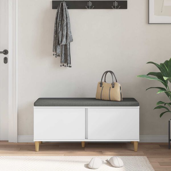 vidaXL Predsieňov&aacute; lavica s vank&uacute;&scaron;om s dverami Biela 100 x 38 x 46 cm