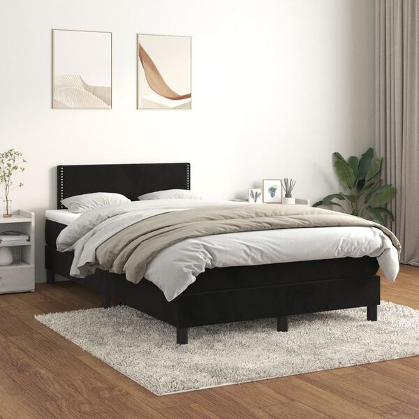 vidaXL Posteľn&yacute; r&aacute;m boxspring s matracom čierny 120x200 cm zamat